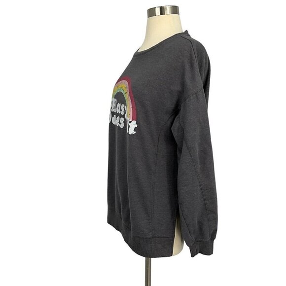 Wildfox Size M Easy Does It Sweatshirt Rainbow Grey Long Sleeve Comfort Women's - Picture 5 of 10